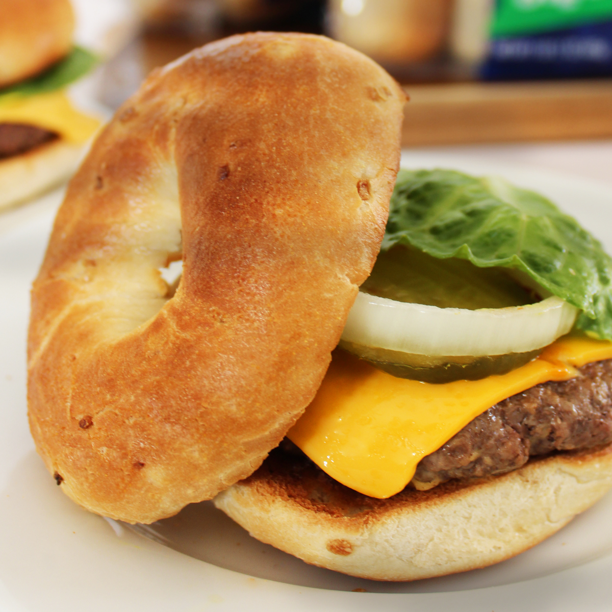 No Grill Bagel Cheeseburger